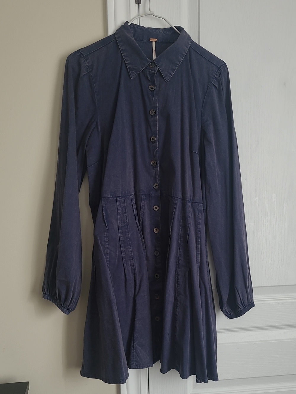 Free People Solid Marvelous Mia Mini Dress In The Color Dried Indigo